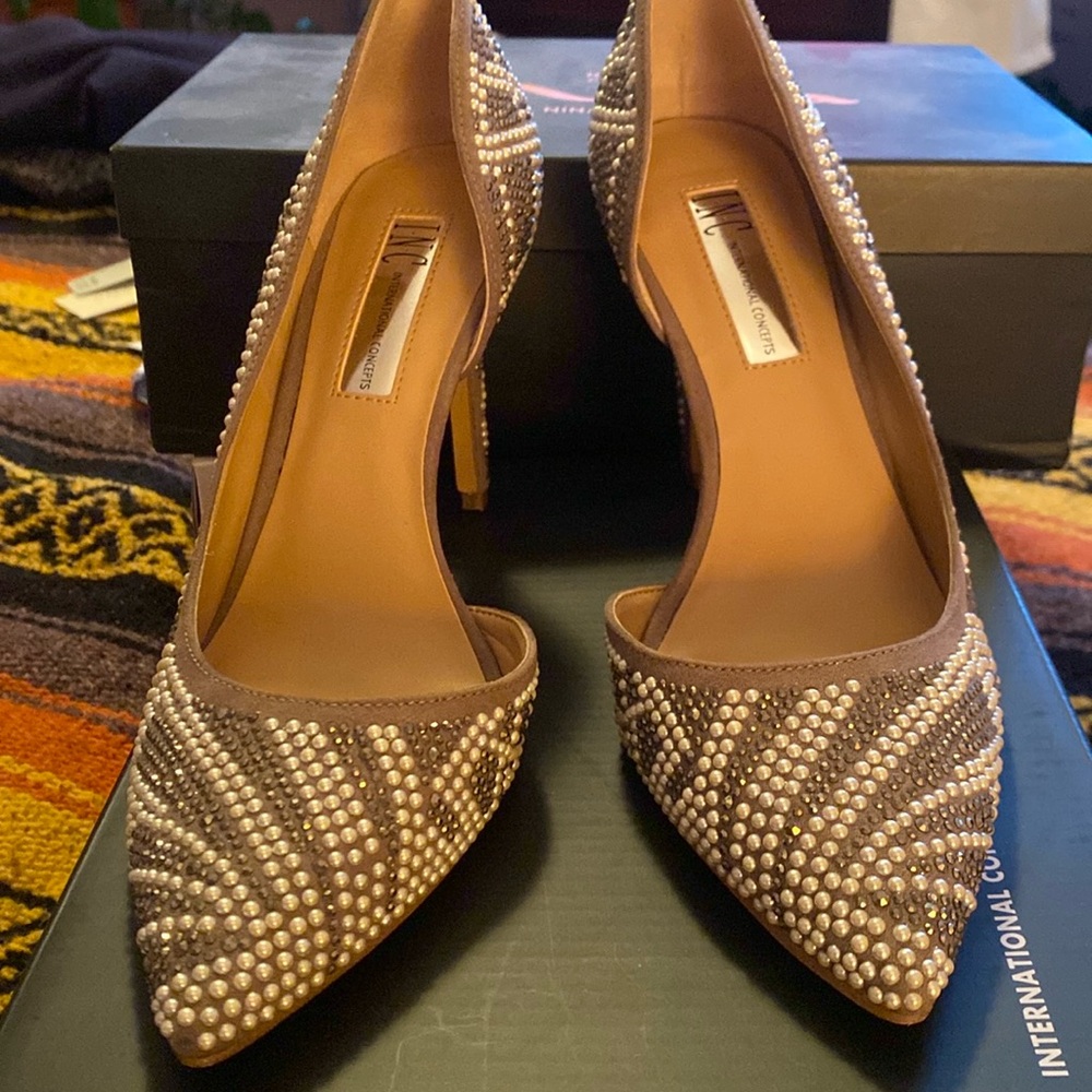 INC international concept 6 inch rhinestone, high heel shoe.